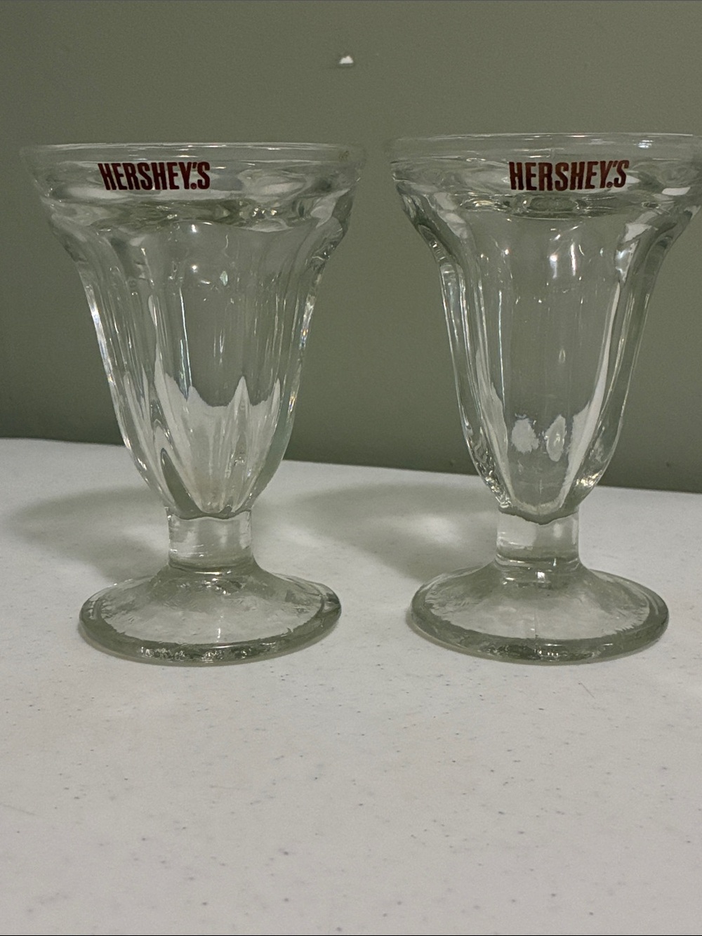 Vintage Hershey Clear Glass Ice Cream Sundae Cups - Set of 2